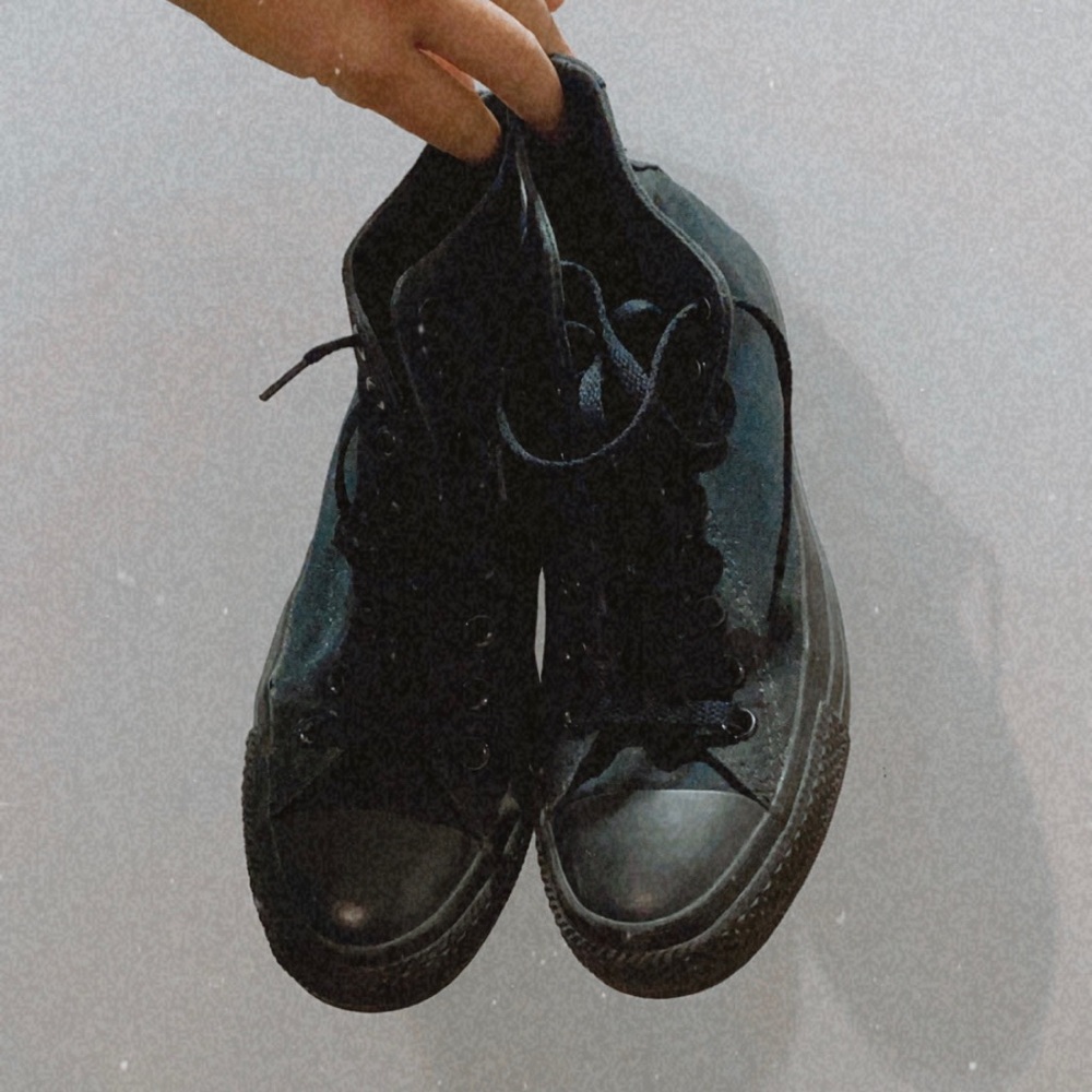 All black high top converse